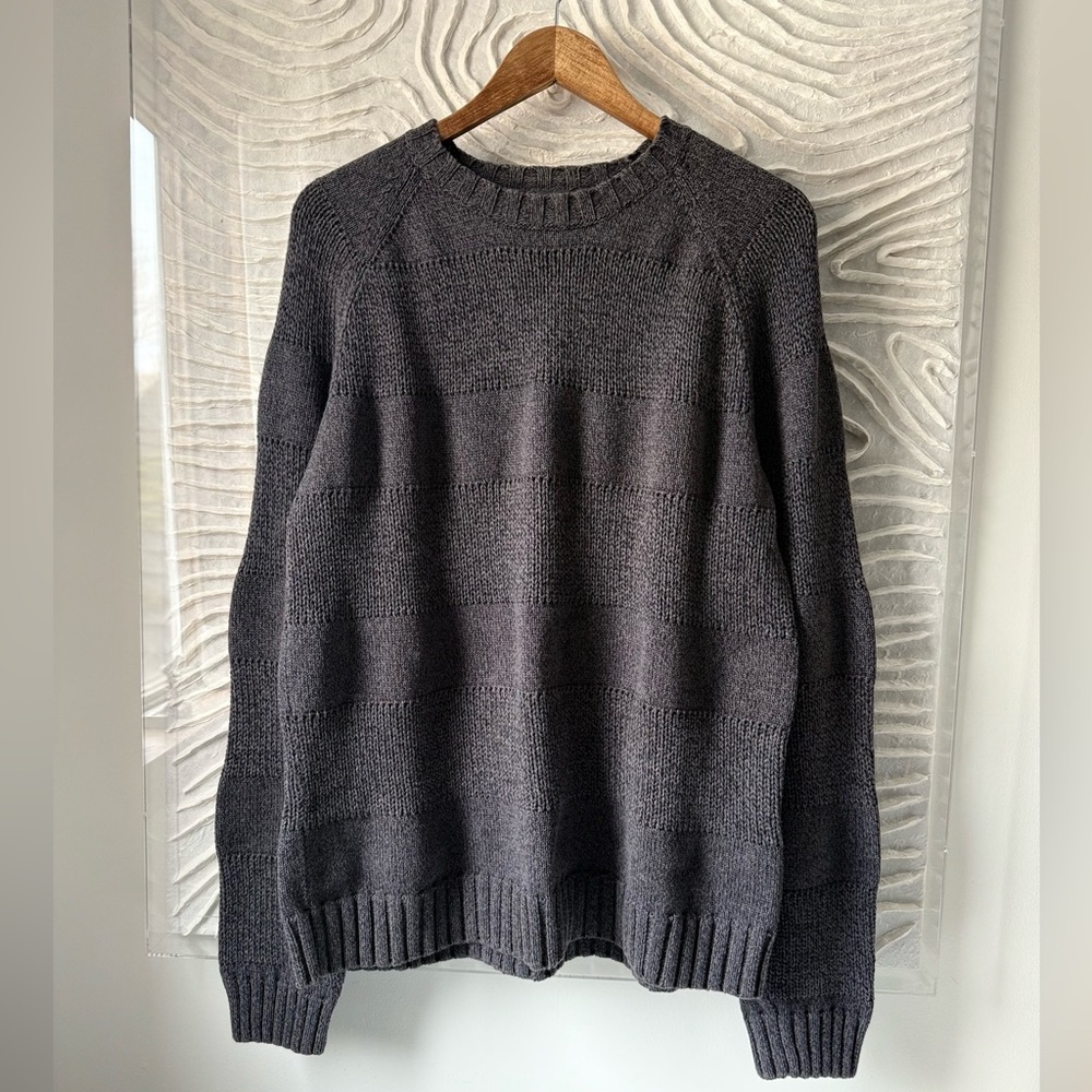 TIMBERLAND Men’s Large Grey Cotton Knit Sweater | Crew Neck Cabincore
